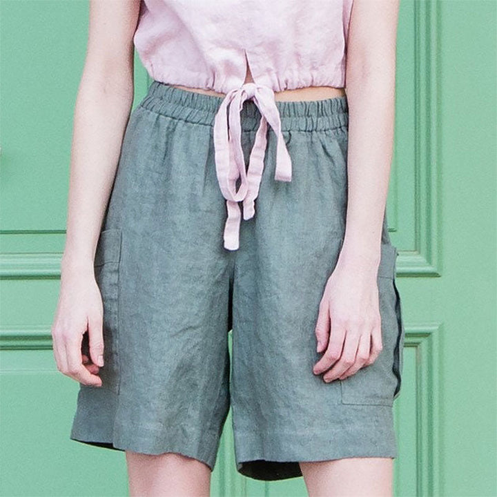 Morgan & Brooke | Relaxed-Fit Cargo Linen Shorts