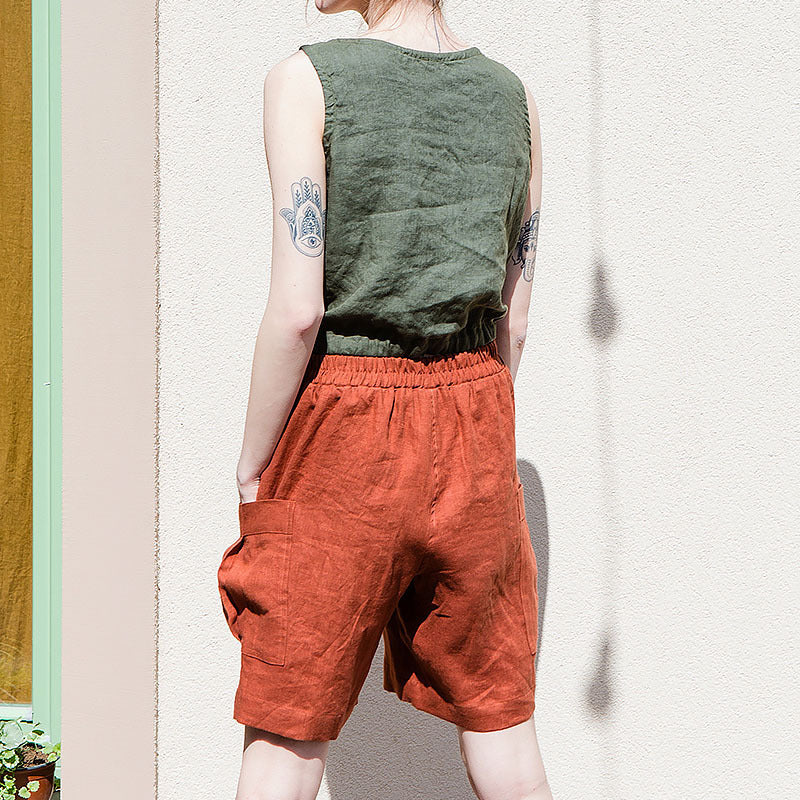 Morgan & Brooke | Relaxed-Fit Cargo Linen Shorts