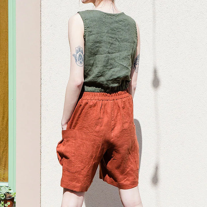 Morgan & Brooke | Relaxed-Fit Cargo Linen Shorts