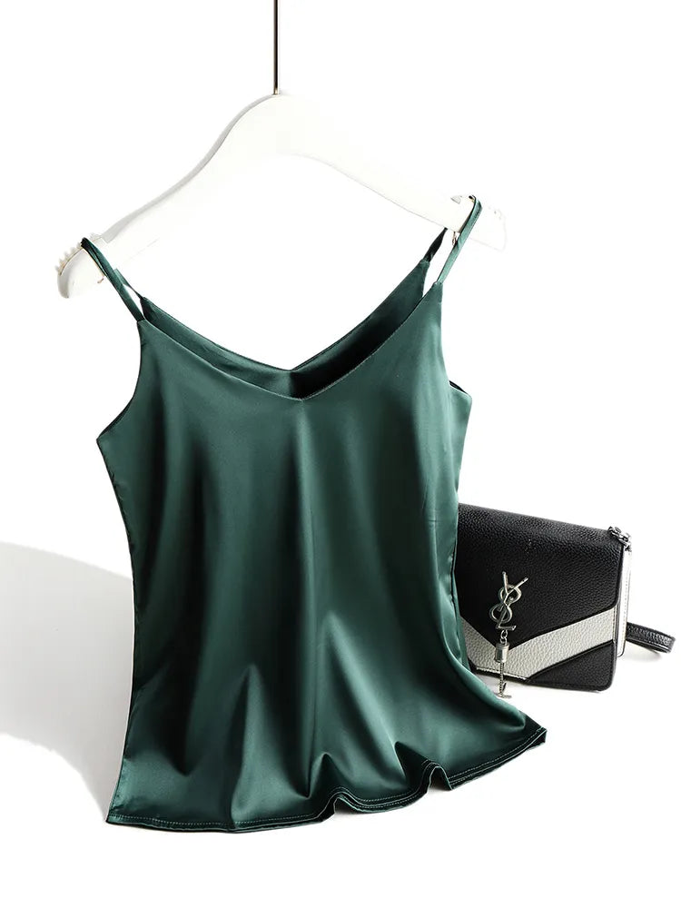 Morgan & Brooke | Ivory Lace-Trim V-Neck Silk Camisole