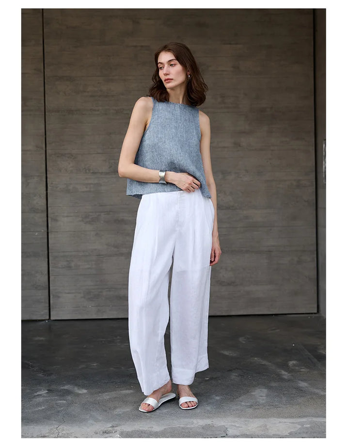 Morgan & Brooke | Light Blue Reversible Chambray-Linen Vest