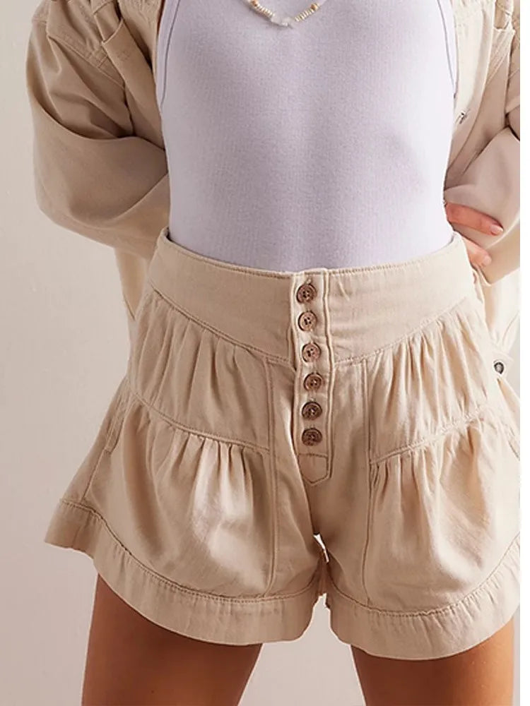 Morgan & Brooke | Navy High-Waist Tailored Cotton-Twill Shorts