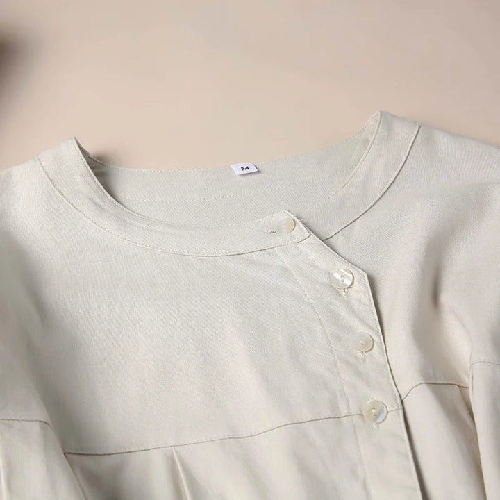 Morgan & Brooke | Gathered Lantern-Sleeve Relaxed-Fit Cotton Blouse