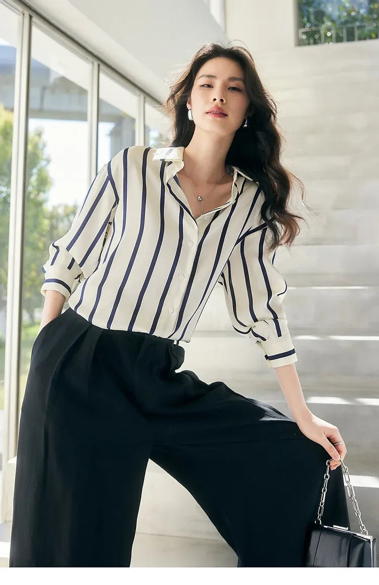 Morgan and Brooke | | Satin Blouse | Stripe