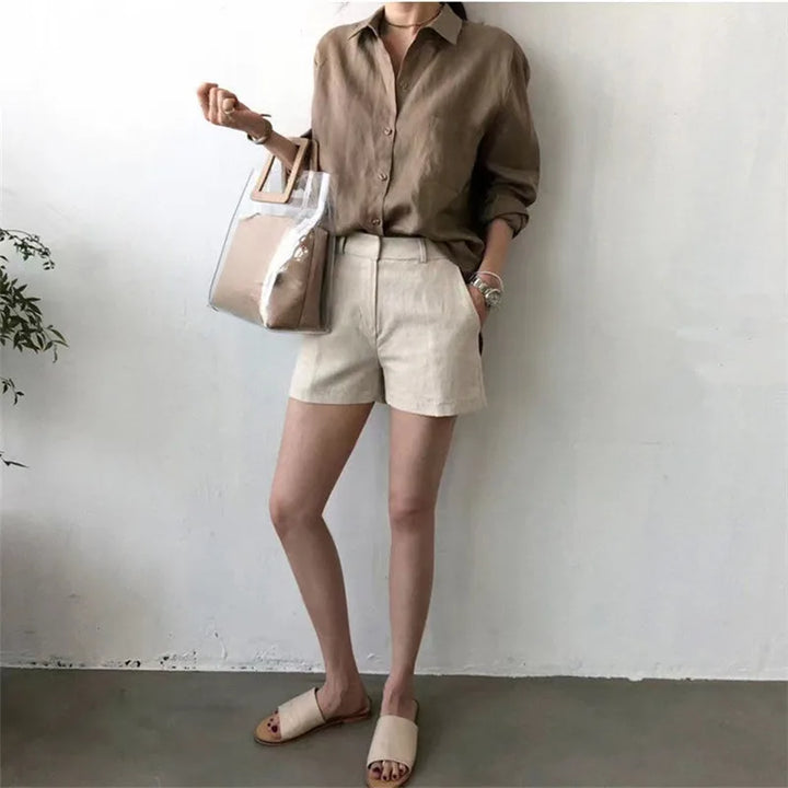 Morgan & Brooke | Open-Collar Linen Shirt