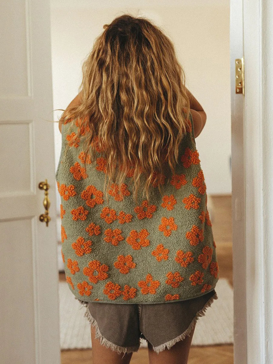 Morgan & Brooke | Floral Print Fleece Vest