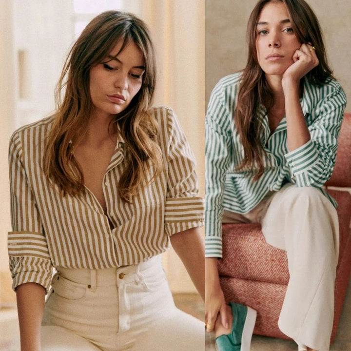 Morgan & Brooke | Striped Button-Up Linen Shirt