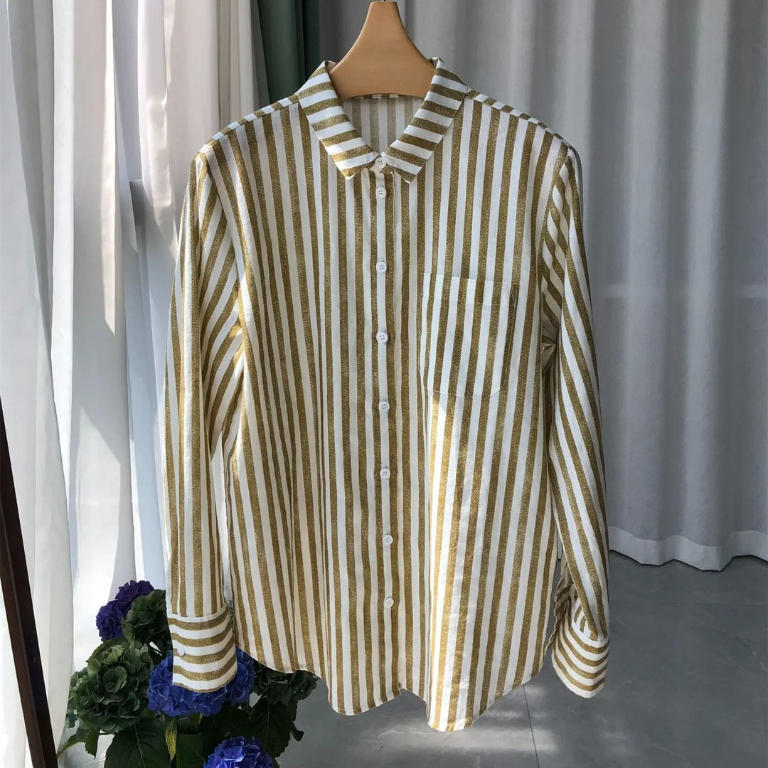 Morgan & Brooke | Striped Button-Up Linen Shirt