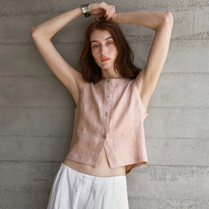 Morgan & Brooke | Reversible Cropped Linen Top