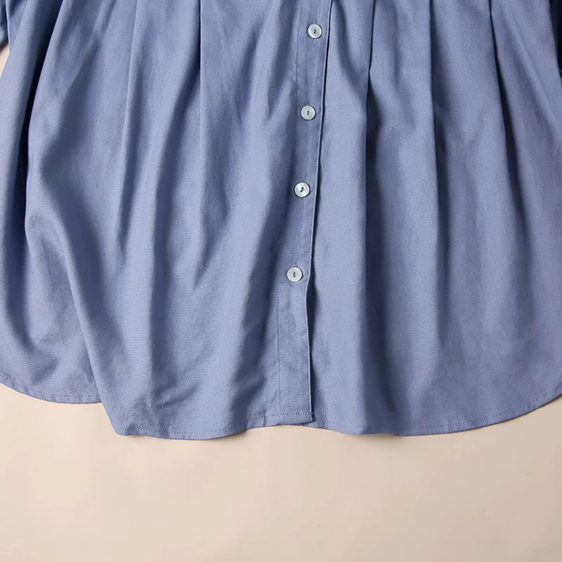 Morgan & Brooke | Gathered Lantern-Sleeve Relaxed-Fit Cotton Blouse