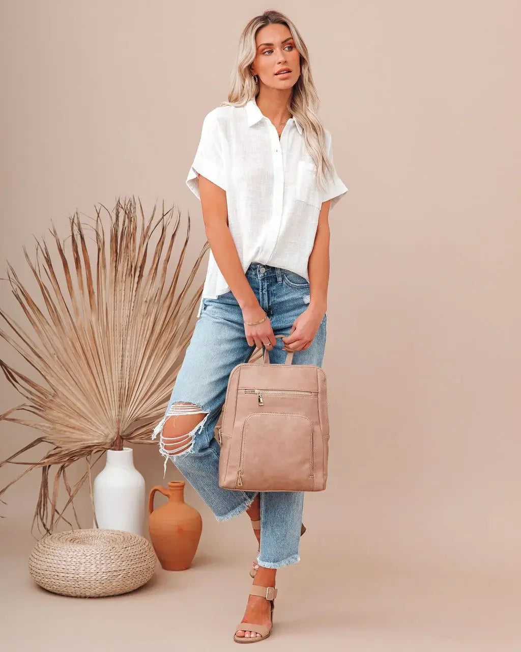 Morgan & Brooke | Ivory Button-Up Blouse