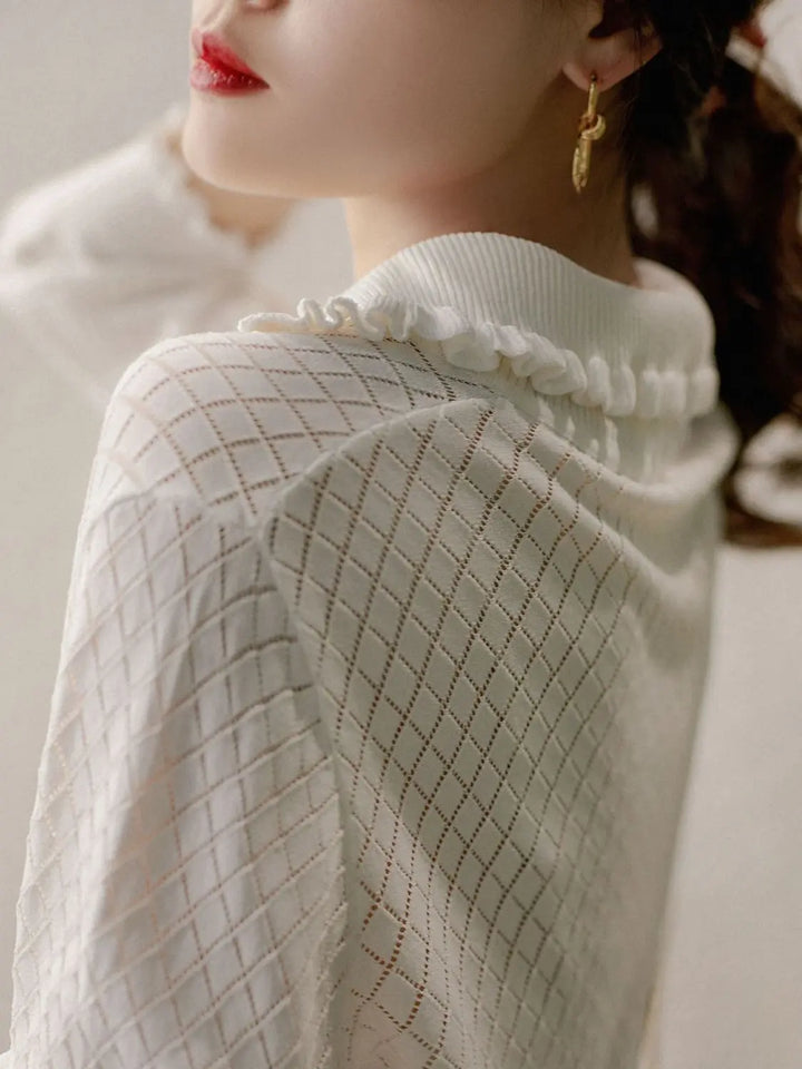 Morgan & Brooke | Ivory Diamond Pointelle Knit Top
