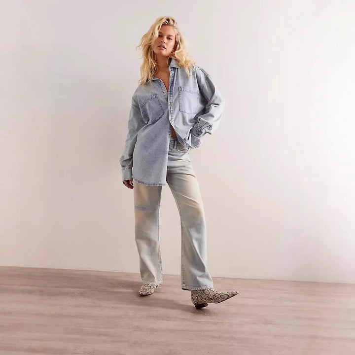 Morgan & Brooke | Light Blue Washed Boxy Denim Overshirt