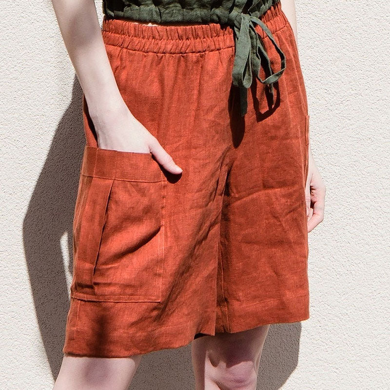Morgan & Brooke | Relaxed-Fit Cargo Linen Shorts