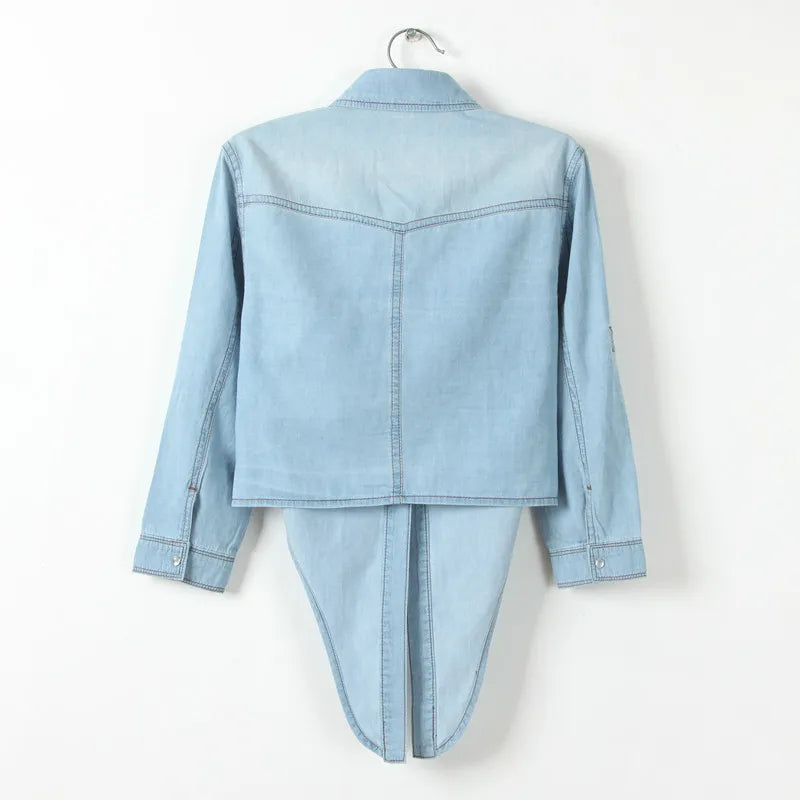 Morgan & Brooke | Blue Boxy Cropped Denim Top