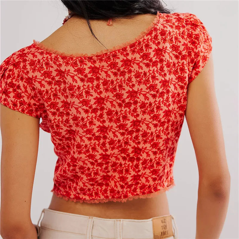 Morgan and Brooke | | Crop Top - Floral, Ruche