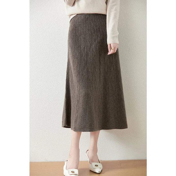 Morgan & Brooke | High-Waist Ribbed Merino Knit Skirt