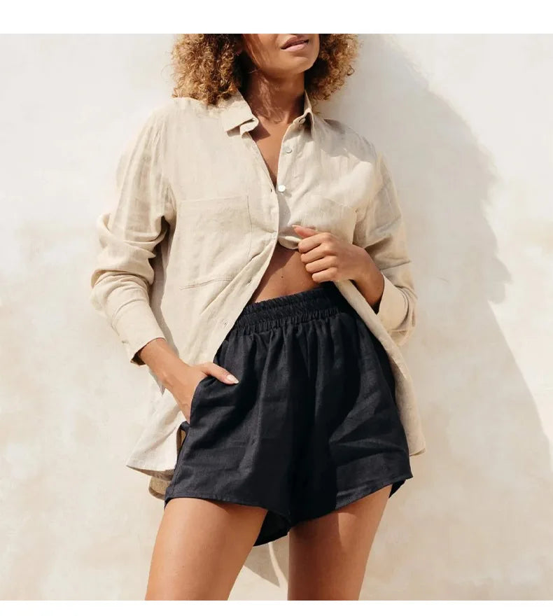 Morgan & Brooke | Oversized Patch-Pocket Linen Shirt