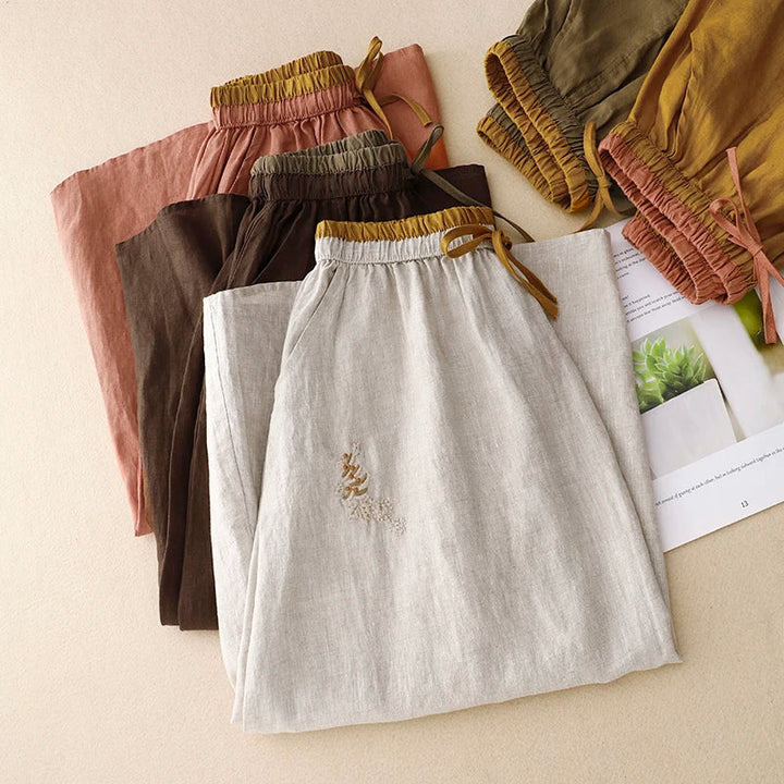 Morgan & Brooke | High-Waist A-Line Linen Skirt
