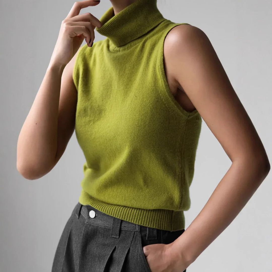 Morgan & Brooke | High-Neck Ribbed Knit Vest