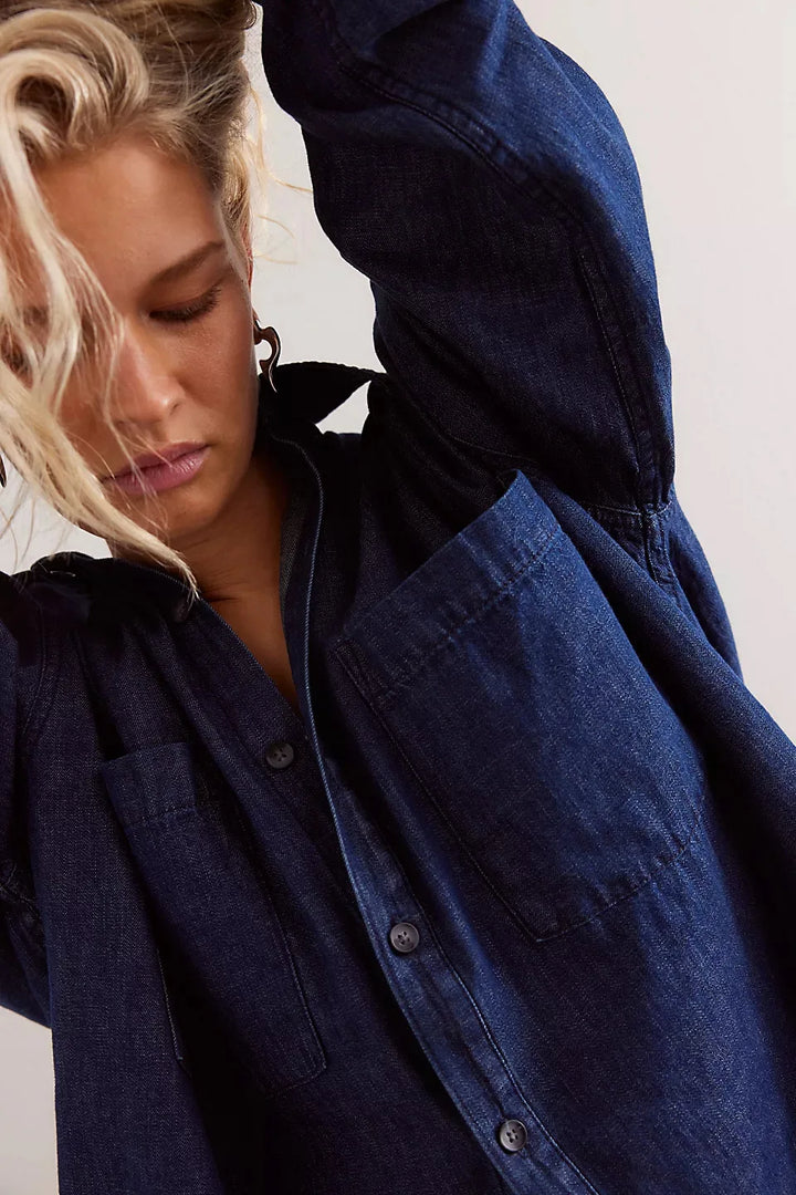 Morgan & Brooke | Light Blue Washed Boxy Denim Overshirt