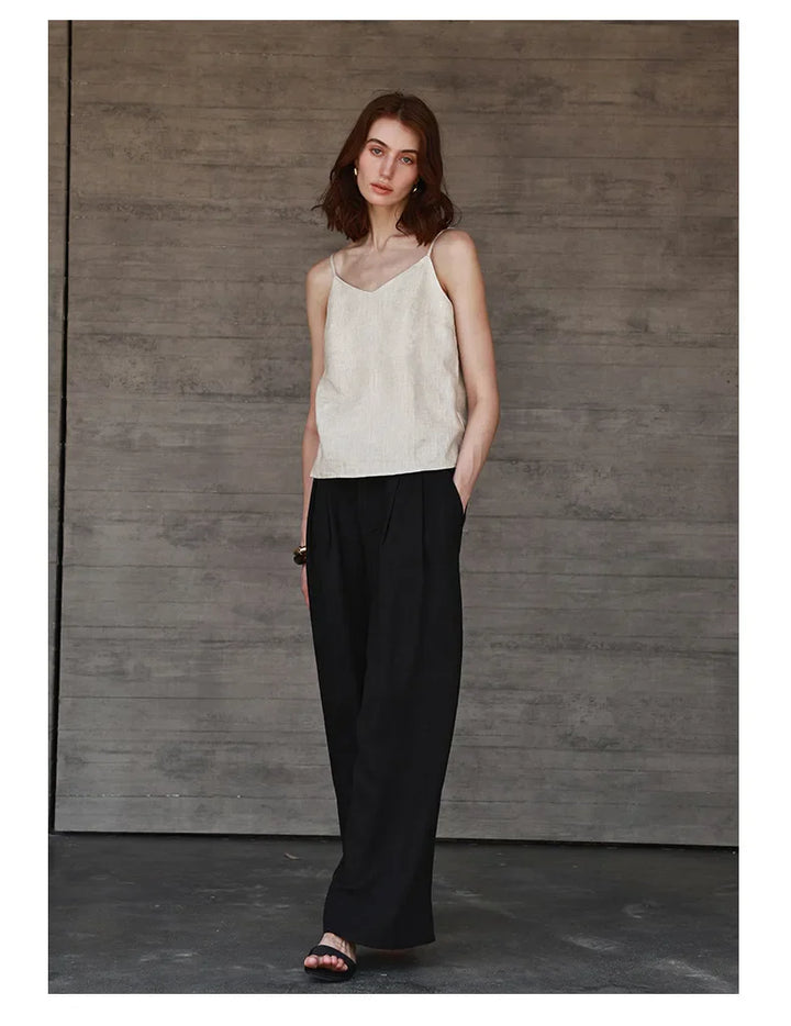 Morgan & Brooke | V-Neck Linen Camisole Top