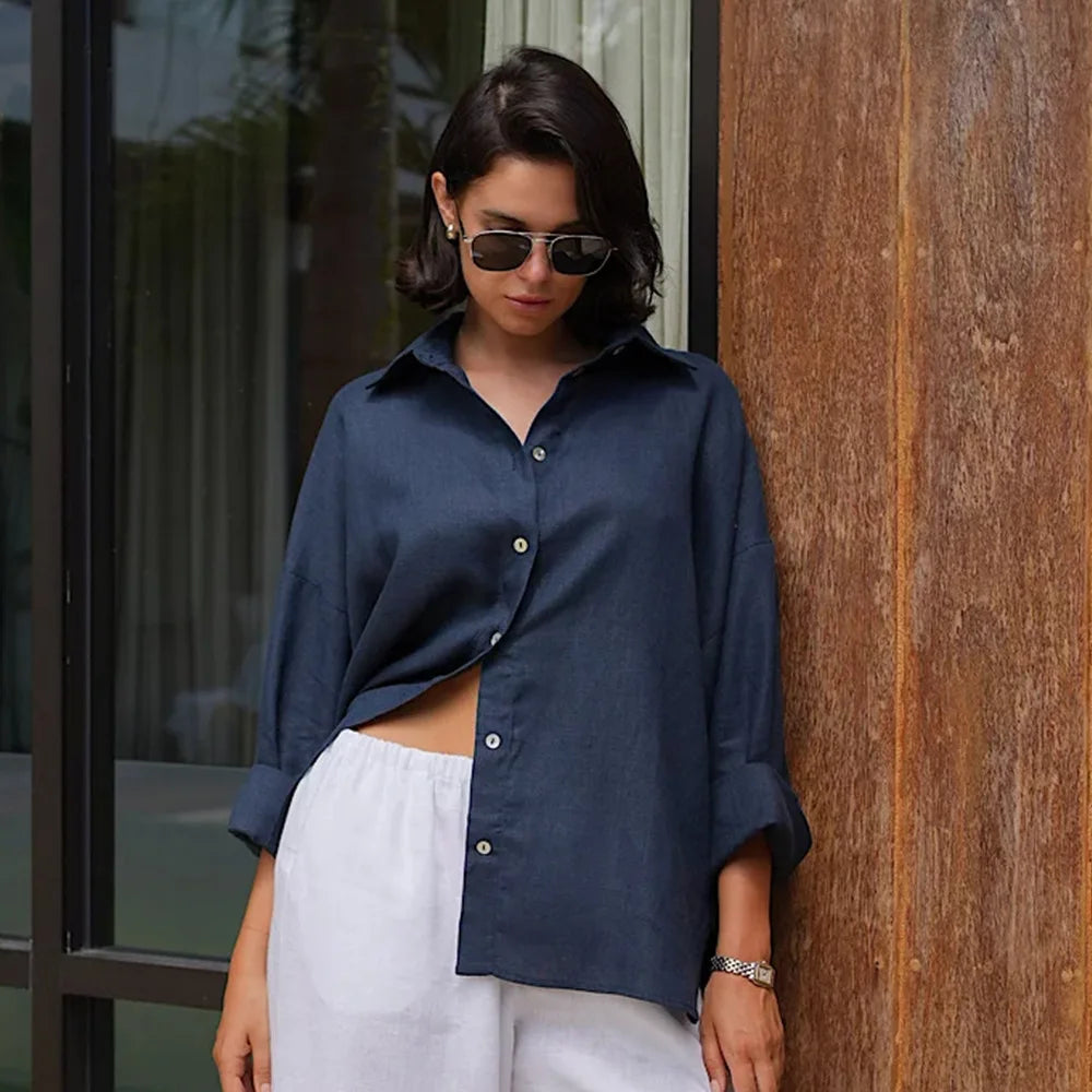 Morgan & Brooke | Blue Relaxed Fit Cotton Shirt