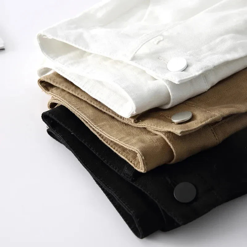 Morgan & Brooke | Stone High-Waist Relaxed-Fit Cotton Bermuda Shorts