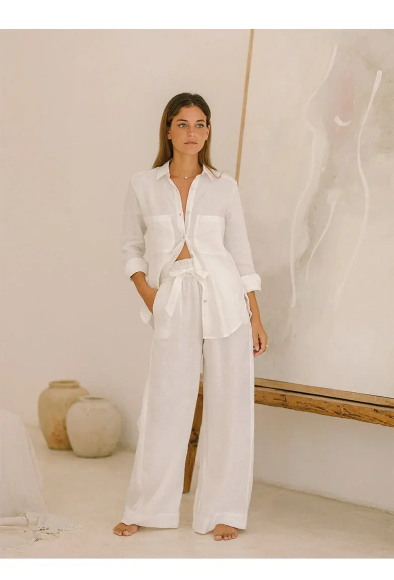 Morgan & Brooke | Oversized Patch-Pocket Linen Shirt