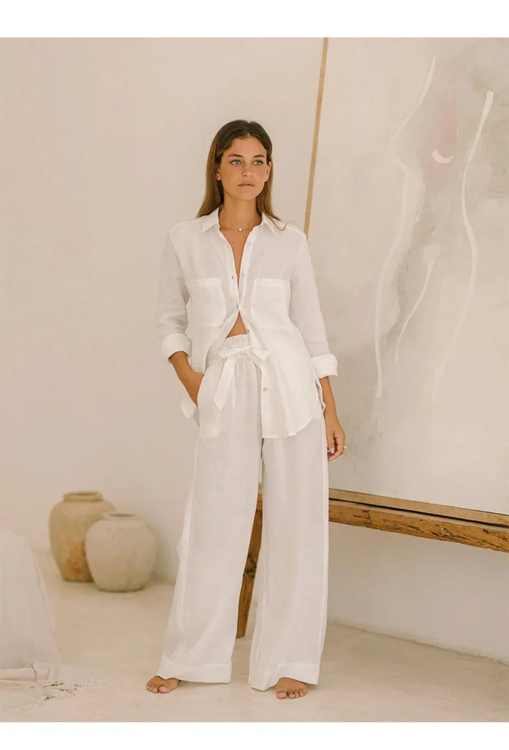Morgan & Brooke | Oversized Patch-Pocket Linen Shirt