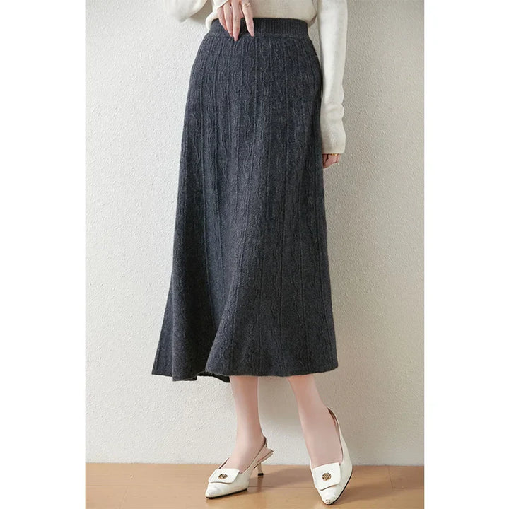 Morgan & Brooke | High-Waist Ribbed Merino Knit Skirt