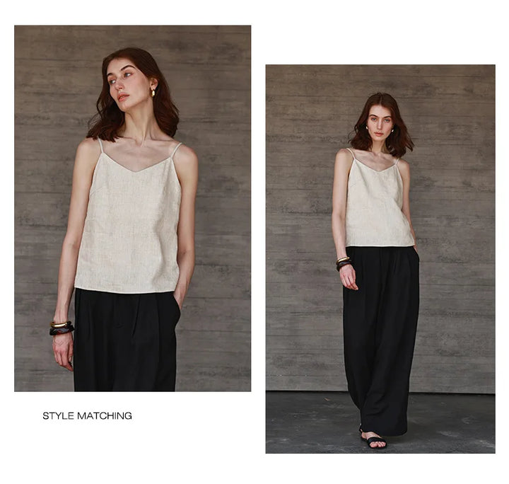 Morgan & Brooke | V-Neck Linen Camisole Top