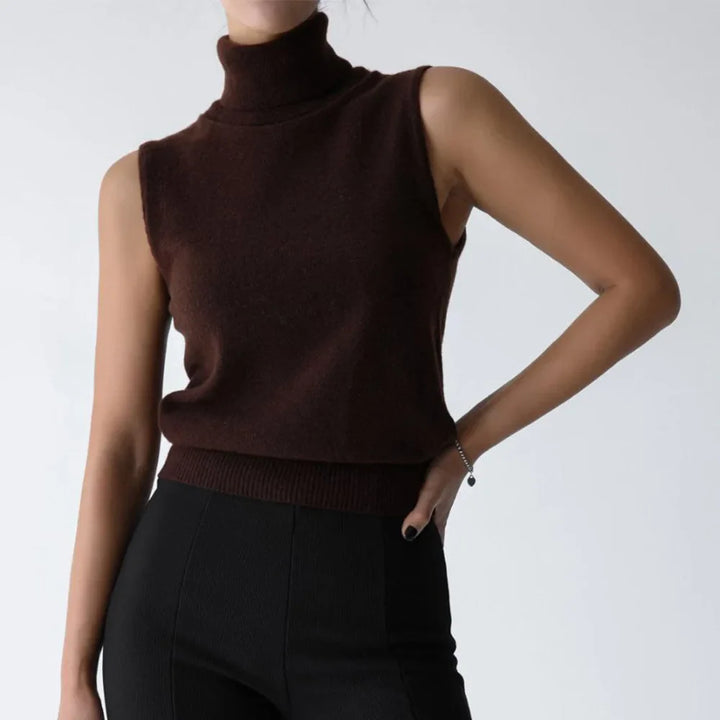 Morgan & Brooke | High-Neck Ribbed Knit Vest