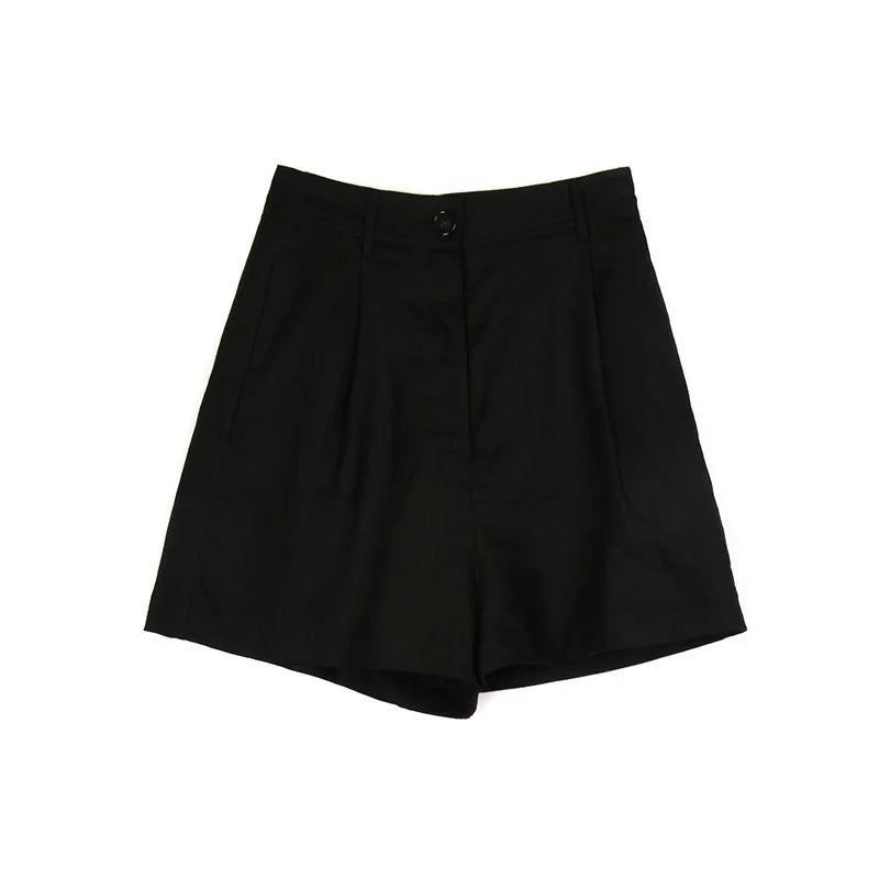 Morgan & Brooke | Stone Tailored High-Waist Linen Shorts