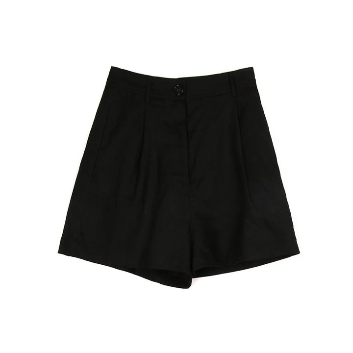 Morgan & Brooke | Stone Tailored High-Waist Linen Shorts