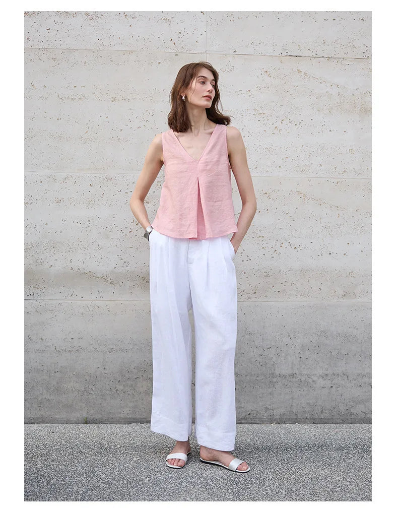 Morgan & Brooke | Light Blue Reversible Chambray-Linen Vest