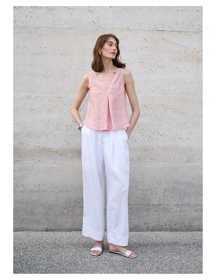 Morgan & Brooke | Light Blue Reversible Chambray-Linen Vest