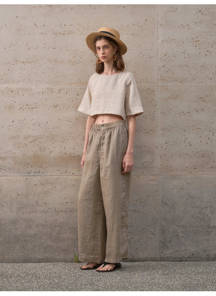Morgan & Brooke | Boxy Cropped Linen Top
