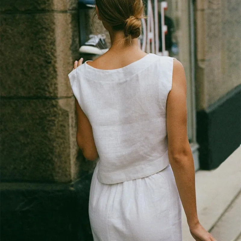 Morgan & Brooke | Cropped Linen Top
