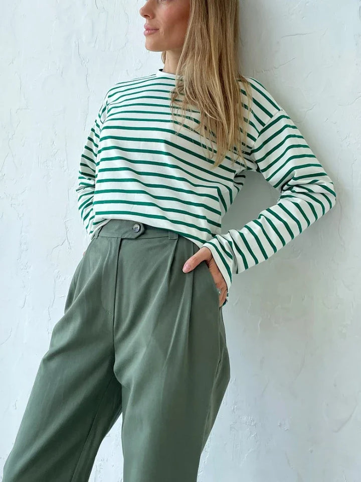 Morgan & Brooke | Navy & White Striped Cotton Shirt