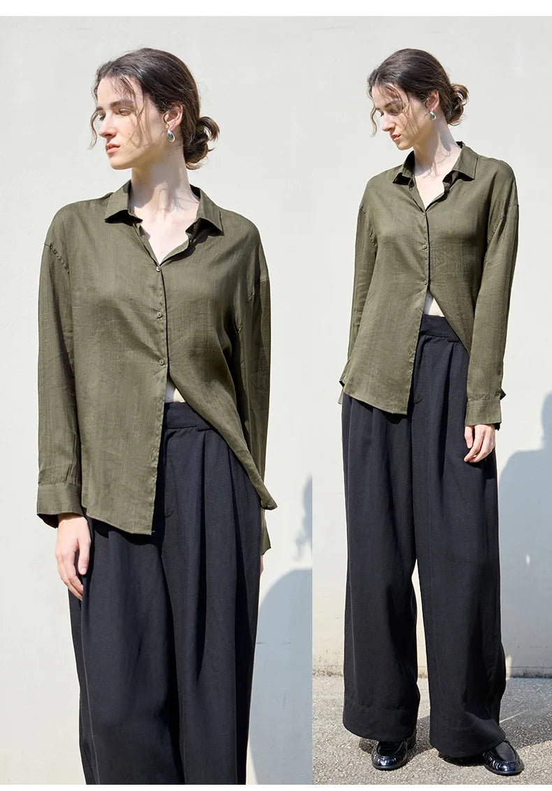 Morgan & Brooke | Natural Relaxed-Fit Button-Up Ramie Shirt