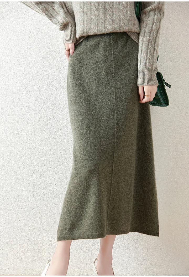 Morgan & Brooke | Charcoal High-Waist Pencil Wool Skirt