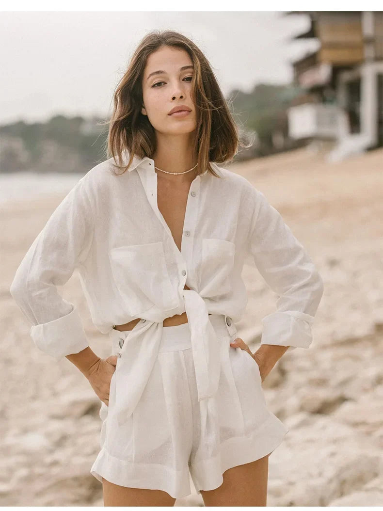 Morgan & Brooke | Oversized Patch-Pocket Linen Shirt
