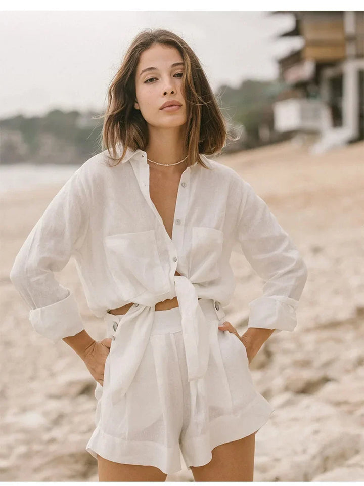 Morgan & Brooke | Oversized Patch-Pocket Linen Shirt
