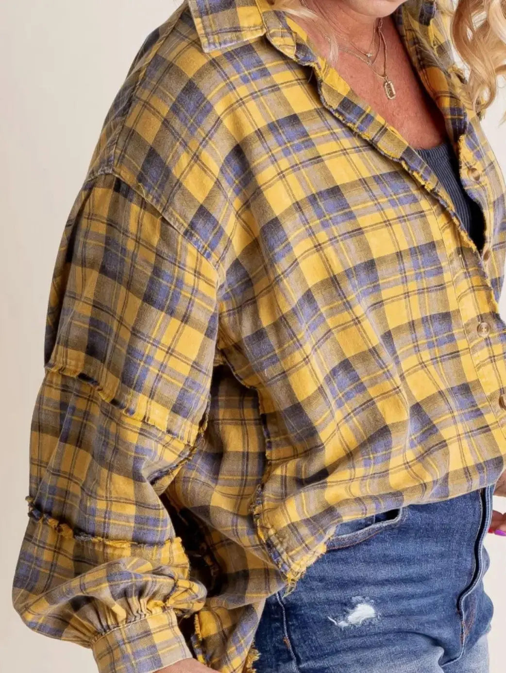 Morgan & Brooke | Green Plaid Button-Up Flannel Shirt