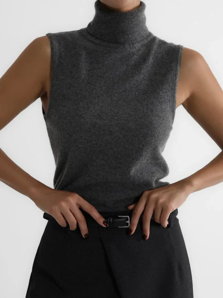 Morgan & Brooke | High-Neck Ribbed Knit Vest