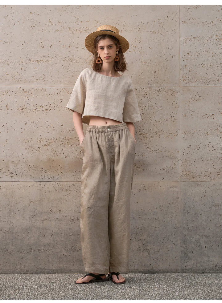 Morgan & Brooke | Boxy Cropped Linen Top