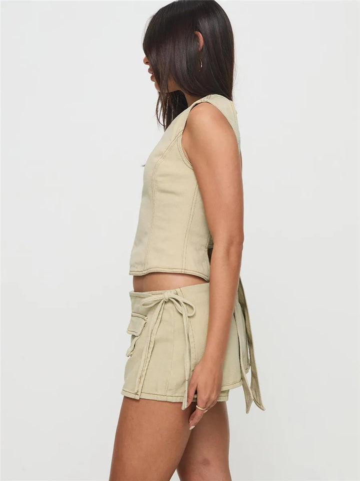 Morgan & Brooke | Black Mini Patch-Pocket Skirt