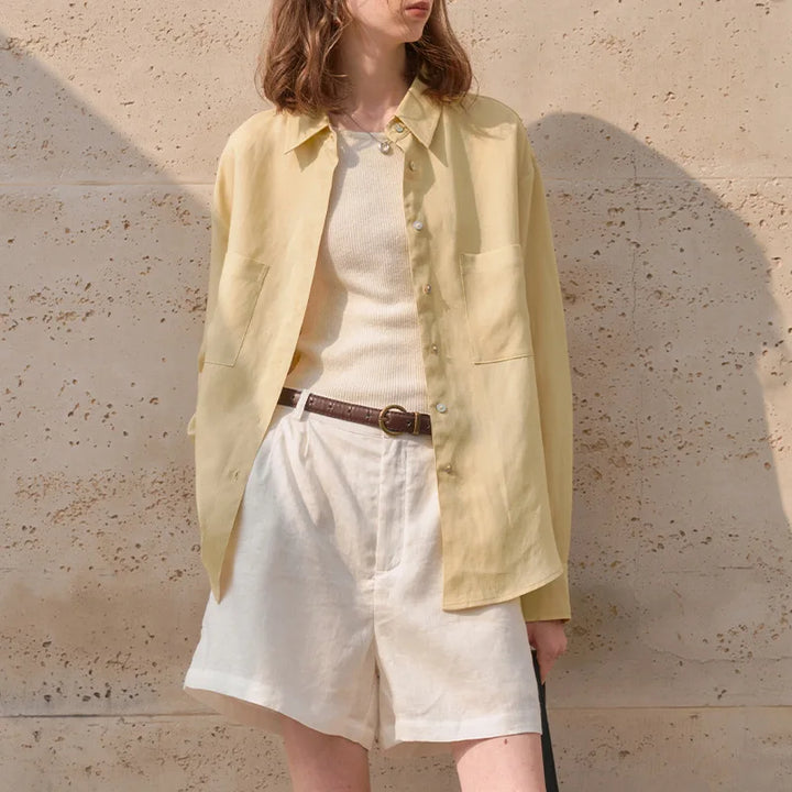 Morgan & Brooke | Oversized Patch-Pocket Linen Shirt