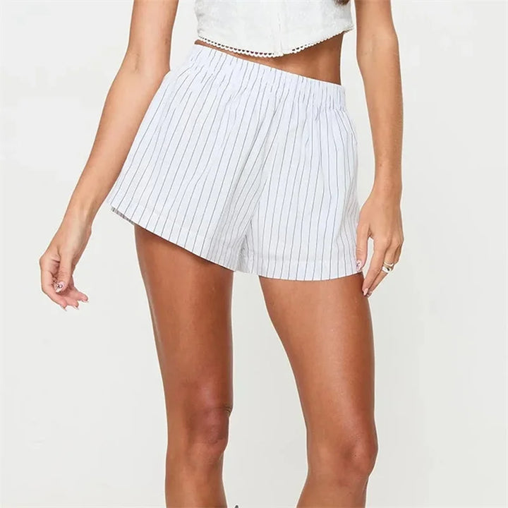 Morgan & Brooke | High-Waist Linen-Blend Shorts